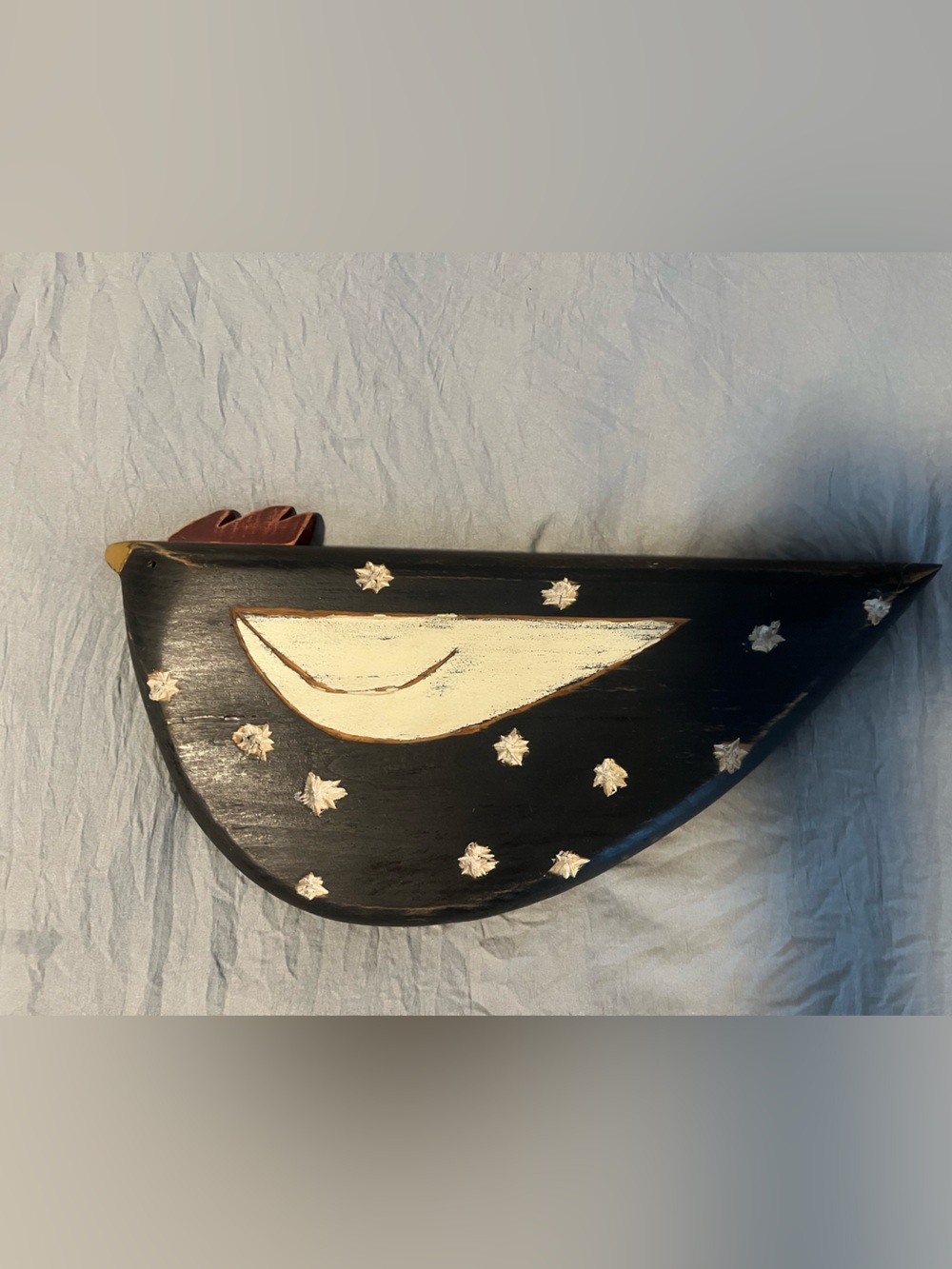 Handcrafted Black and Cream Wooden Bird Wall Decor